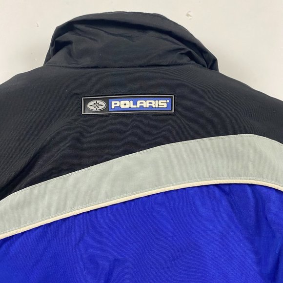 Vintage Polaris Snowmobile Jacket Coat Medium Women Black Blue Nylon Winter - Picture 13 of 16